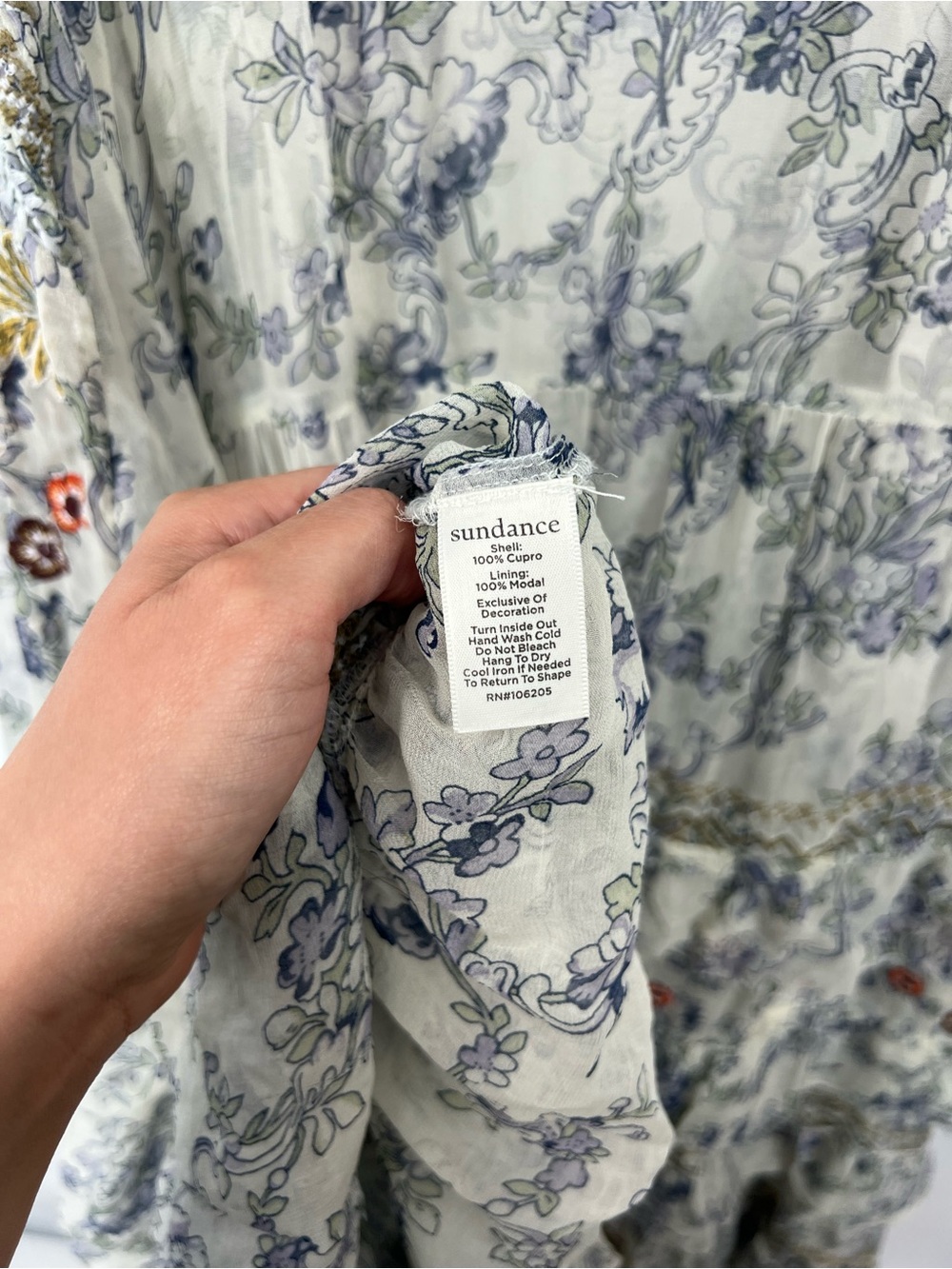 Sundance Sleeveless Floral Embroidered Maxi Dress Matching Slip - Picture 7 of 7